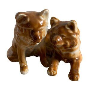 Vintage Tan Bone China Dogs Figure 2.5"